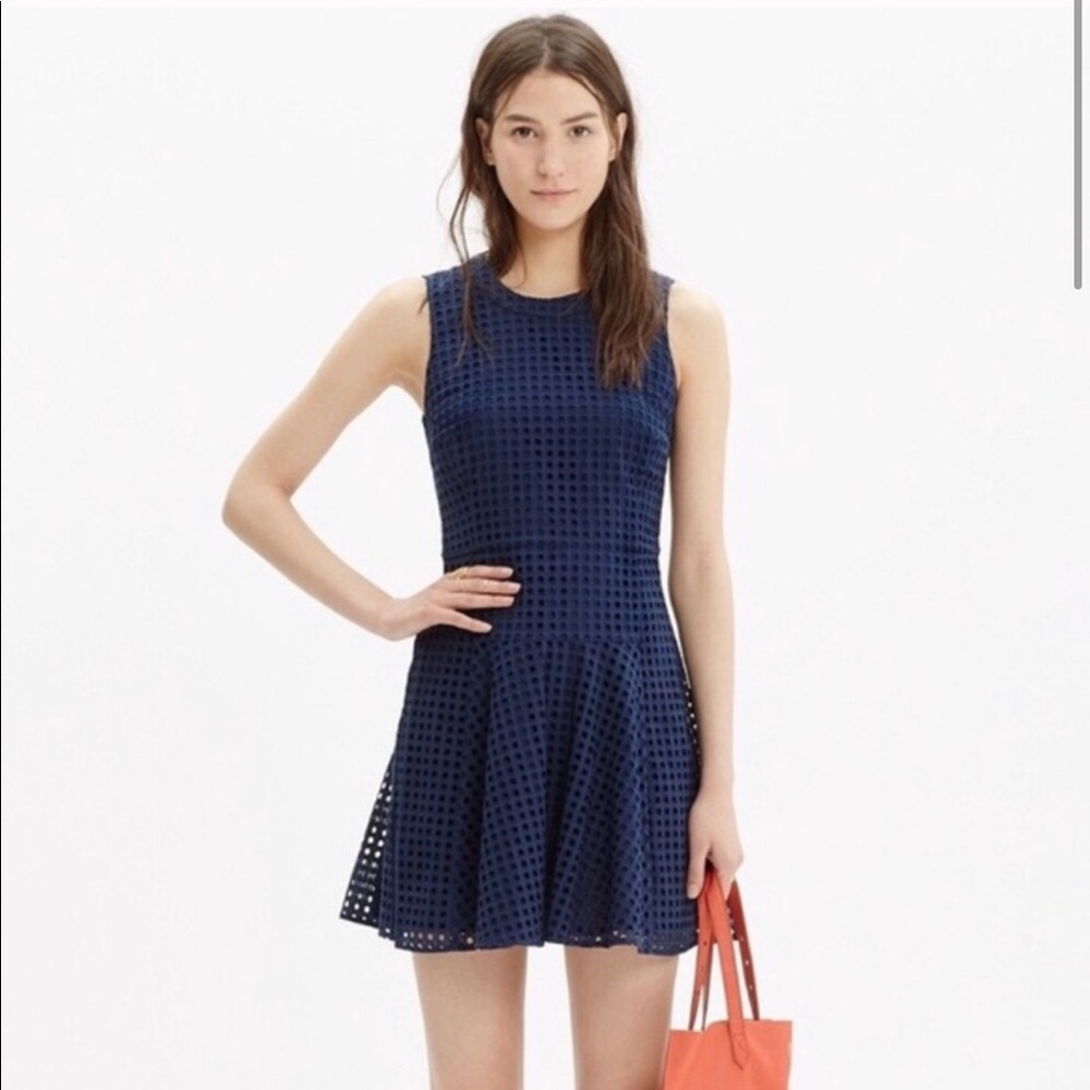Madewell Navy Eyelet Dress